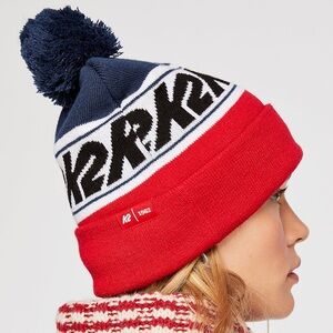 NWT K2 Old School Beanie with pompom red white and blue